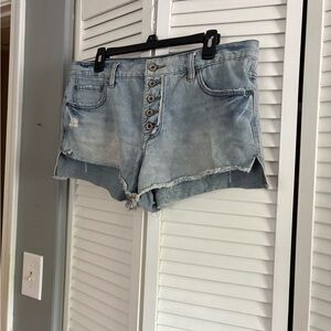 Free People Light Wash Jean Shorts Distressed